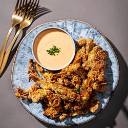 Gingerbeet - Oven Fried Oyster Mushrooms with Lemon Garlic Aioli
