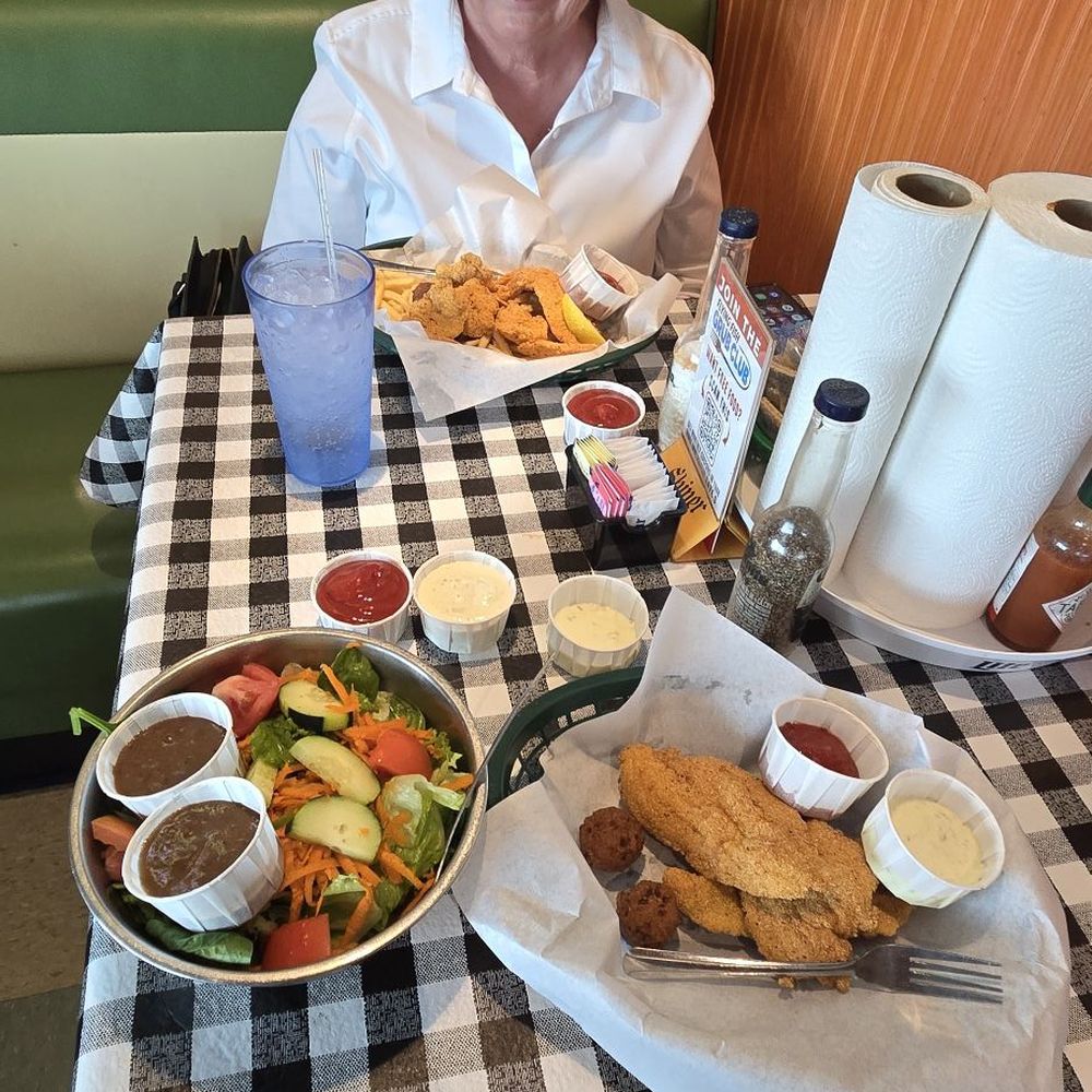 Eating inside today as it was too hot outside.