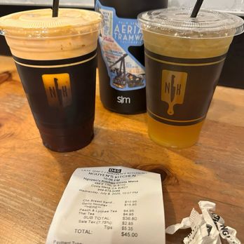 Nguyen's Kitchen - L: Thai Tea. R: Peach & Lychee Green Tea - Vietnamese Near Me - Costa Mesa, California Nguyen's Kitchen - L: Thai Tea. R: Peach & Lychee Green Tea - Vietnamese Near Me - Costa Mesa, California