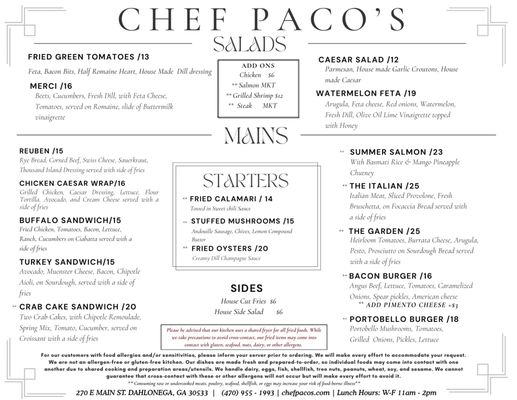 Menu photo 3 Chef Paco's Dahlonega, GA