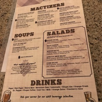 Mac's Proper Pub - Menu 1 - Pubs Near Me - Columbus, Ohio Mac's Proper Pub - Menu 1 - Pubs Near Me - Columbus, Ohio