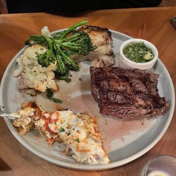 Ember - Ribeye with some 50 layer lasagna - New American Near Me - Arroyo Grande, California Ember - Ribeye with some 50 layer lasagna - New American Near Me - Arroyo Grande, California