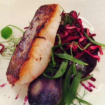Fish la Boissonnerie - Yellow Haddock grilled perfectly and served with par-cooked purple potatoes over a bed of radishes and greens - French Near Me - Paris, 75