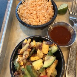 Side Mexican rice and side vegetables