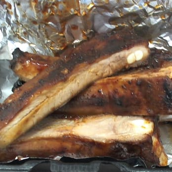 Kinder's Meats Deli BBQ - Half rack of BBQ spare ribs to go from Kinders!  Six big pieces of meaty, smoky, deliciousness!! - Barbeque Near Me - Chico, California