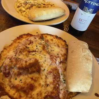 Cugino's - 1/2 pasta Carbonara and 1/2 sausage Parmesan - Pizza Near Me - Grand Ledge, Michigan