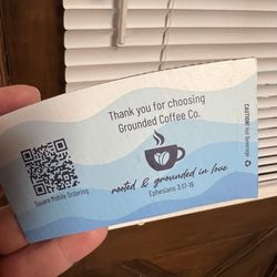 Grounded Coffee Company - Adorable cup sleeves with a thank you message and scripture reference. Love this small witness.
