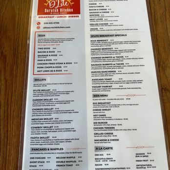 D'Lite Scratch Kitchen - Front of menu. - American Near Me - Tulsa, Oklahoma