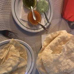 A Cabana - Papadums.  Yum.  Eight he standard sauce of mint, mango and jalapeño.