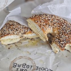 The Bagel Nook - Everything Flat Bagel w/butter