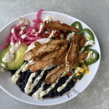 Daiquiri Deck - Calabasita bowl with blackened grilled chicken - Seafood Near Me - Bradenton Beach, Florida