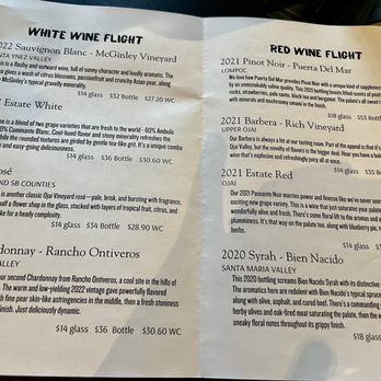Ojai Vineyard Tasting Room - Wine flight descriptions. Very helpful. - Wine Tasting Room Near Me - Ojai, California Ojai Vineyard Tasting Room - Wine flight descriptions. Very helpful. - Wine Tasting Room Near Me - Ojai, California