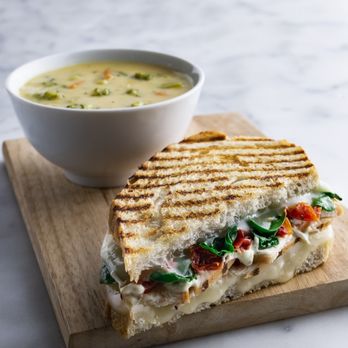 Corner Bakery Cafe - a grilled sandwich and a bowl of soup - Salad Near Me - Oak Brook, Illinois