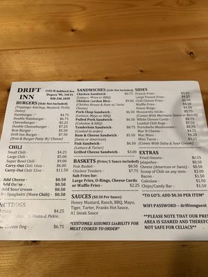 Menu photo 1 The Drift Inn DePere, WI
