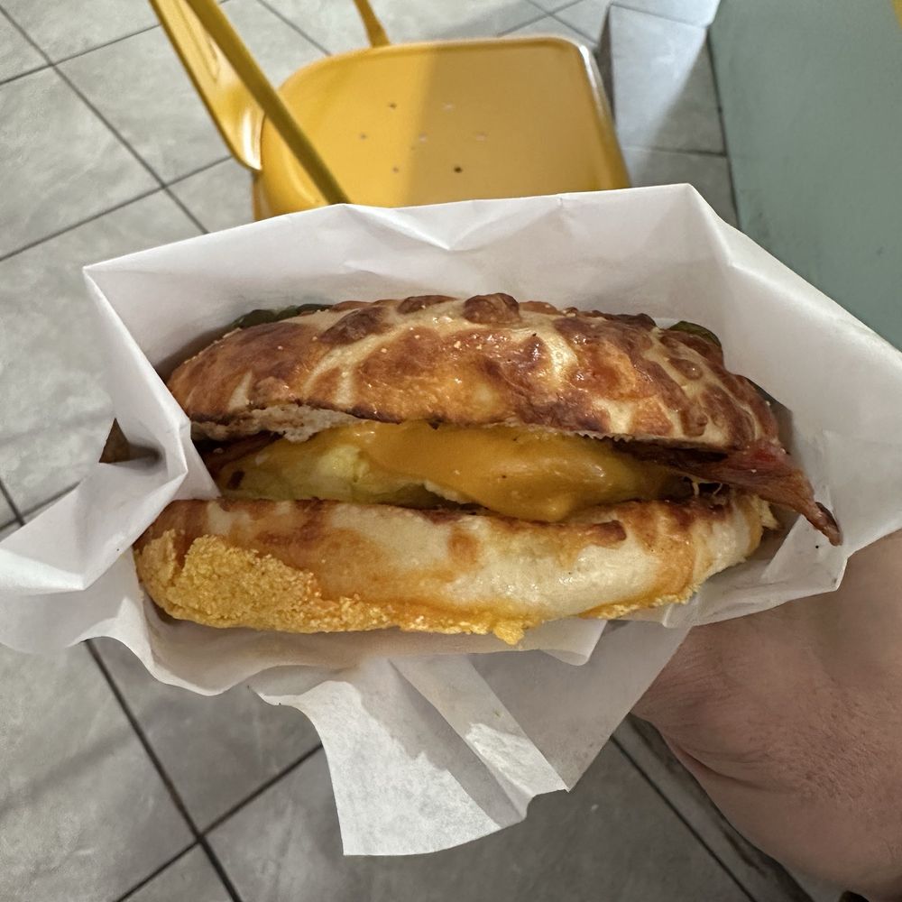 Dunlap's Donuts - Breakfast sandwich on jalapeño bagel - Donuts Near Me - Santa Cruz, California Dunlap's Donuts - Breakfast sandwich on jalapeño bagel - Donuts Near Me - Santa Cruz, California