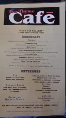 Menu photo 4 Tea Thyme Cafe Marble Falls, TX