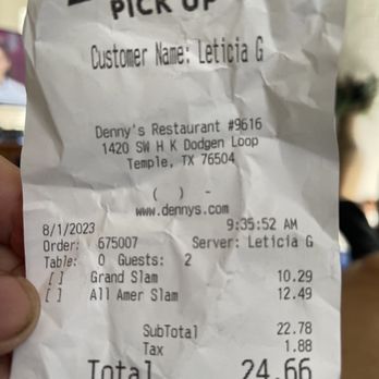 Denny's - Poor service - Breakfast & Brunch Near Me - Temple, Texas