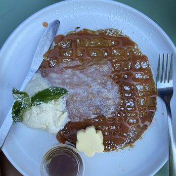 Little Flower - Pancakes with Guava Sauce, Maple Syrup, Butter, and Whipped Heaven - Coffee & Tea Near Me - Astoria, New York Little Flower - Pancakes with Guava Sauce, Maple Syrup, Butter, and Whipped Heaven - Coffee & Tea Near Me - Astoria, New York