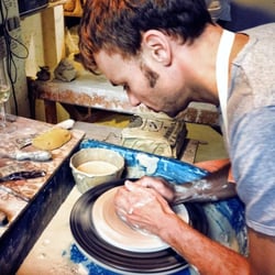 Dartmouth Park Pottery - Centering the piece of clay