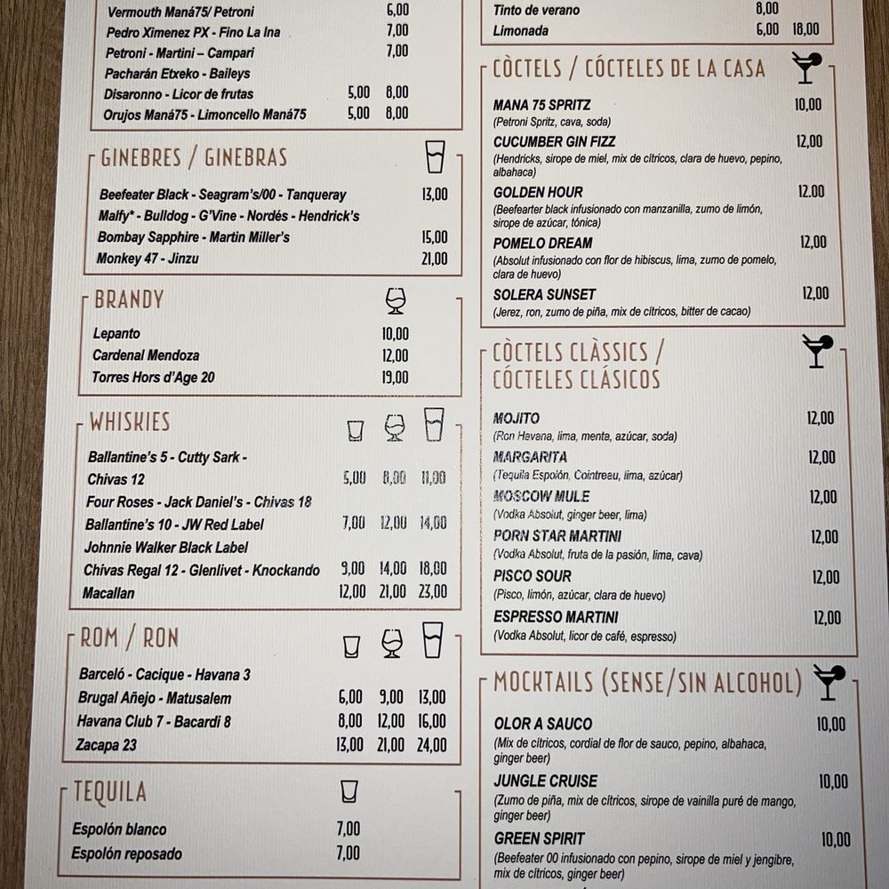 MANÁ 75 - Menu (05/2025) - Mediterranean Near Me - Barcelona, B MANÁ 75 - Menu (05/2025) - Mediterranean Near Me - Barcelona, B