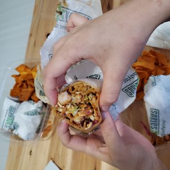 Snappy Salads - small wrap with too much sauce. - Salad Near Me - Allen, Texas Snappy Salads - small wrap with too much sauce. - Salad Near Me - Allen, Texas