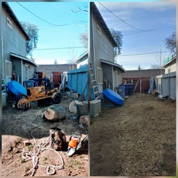 The yard was raked neat and bare; we asked them to spread the sawdust to help with the mud. The yard was raked neat and bare; we asked them to spread the sawdust to help with the mud.