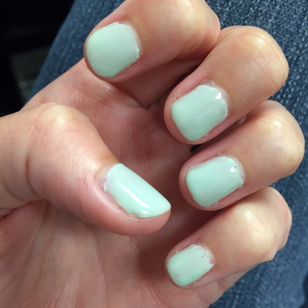 Wonder Nails - Sloppy shellac manicure, uneven color, and rough edges - Nail Salons Near Me - Chesapeake, Virginia Wonder Nails - Sloppy shellac manicure, uneven color, and rough edges - Nail Salons Near Me - Chesapeake, Virginia