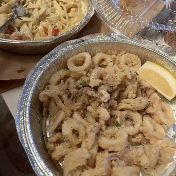 Volare - Fettuccine Alfredo w/ Shrimp & Calamari Fritti - Italian Near Me - San Diego, California Volare - Fettuccine Alfredo w/ Shrimp & Calamari Fritti - Italian Near Me - San Diego, California