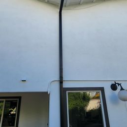 Valley spout (problematic area). Fascia previously rotten due to water spillage.