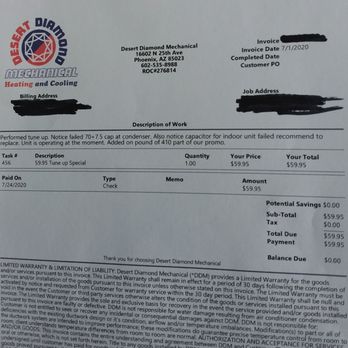 Desert Diamond Air - Copy of invoice - Heating & Air Conditioning/HVAC Near Me - Phoenix, Arizona Desert Diamond Air - Copy of invoice - Heating & Air Conditioning/HVAC Near Me - Phoenix, Arizona