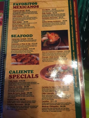 Menu photo 4 Caliente Mexican Restaurant Carmel, IN