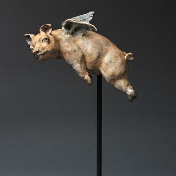 Cole Gallery & Art Studio - "When Pigs Fly" bronze by Giuseppe Palumbo - Art Galleries Near Me - Edmonds, Washington Cole Gallery & Art Studio - "When Pigs Fly" bronze by Giuseppe Palumbo - Art Galleries Near Me - Edmonds, Washington