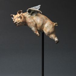 Cole Gallery & Art Studio - "When Pigs Fly" bronze by Giuseppe Palumbo