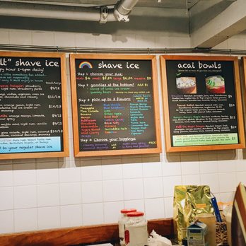 Breakwall Shave Ice - Left half of the menu - Shaved Ice Near Me - Lahaina, Hawaii