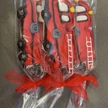 Cookies By Jess - Firetruck cookies. I love how they tied them with cute, red ribbon! - Bakeries Near Me - Orange, California Cookies By Jess - Firetruck cookies. I love how they tied them with cute, red ribbon! - Bakeries Near Me - Orange, California