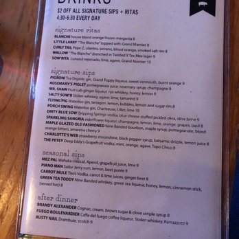 Salty Sow - Here is the drink menu - American Near Me - Austin, Texas