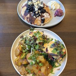 Veggie Benedict and lemon ricotta pancakes Veggie Benedict and lemon ricotta pancakes