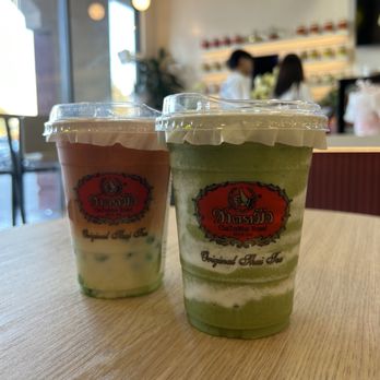 ChaTraMue Original Thai Tea - thai tea with pandan boba and green thai tea slushee - Bubble Tea Near Me - Rosemead, California