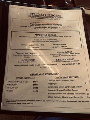 Menu photo 7 Mine Shaft Tavern Madrid, NM