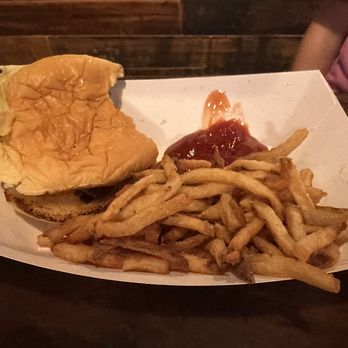 Tap Station - Child's burger and fries (sorry my kid had taken a bite to quickly) - Breweries Near Me - Apex, North Carolina Tap Station - Child's burger and fries (sorry my kid had taken a bite to quickly) - Breweries Near Me - Apex, North Carolina