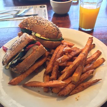 Counter Cafe East - Roasted vegetable sandwich with sweet potato fries - Breakfast & Brunch Near Me - Austin, Texas
