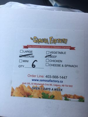 Menu photo 1 The Samosa Factory Calgary, AB Menu photo 1 The Samosa Factory Calgary, AB
