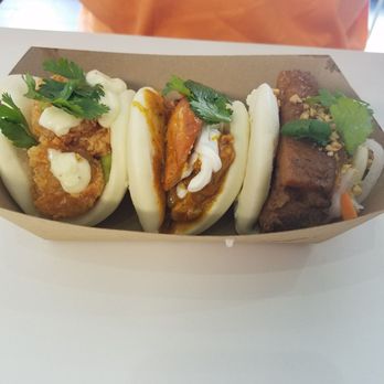 King Bao - From the left: firecracker shrimp, tikka masala chicken special, and the pork belly. - Asian Fusion Near Me - Orlando, Florida