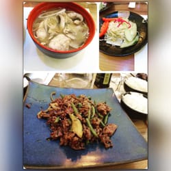 Hinodé - Menu Fuku : soupe Miso , salade de chou, boeuf mariné avec un bol riquiqui de riz