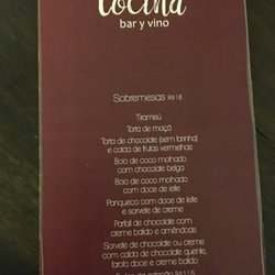 cocina y vino - Menu de sobremesas