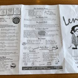 Lenny's Restaurant - Menu cover and rear menu (2025)