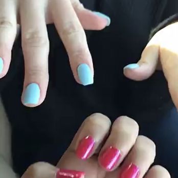 Friendly Nails and Spa - Blurry but hers is MATTE baby blue $24 - Nail Salons Near Me - La Mirada, California