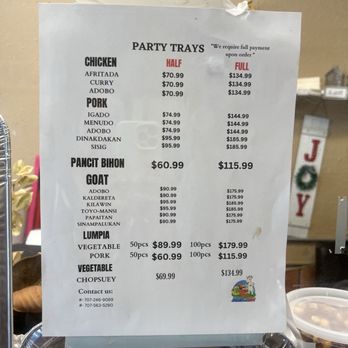 Just En Joy - Catering menu August 2026 - Filipino Near Me - Vallejo, California Just En Joy - Catering menu August 2026 - Filipino Near Me - Vallejo, California