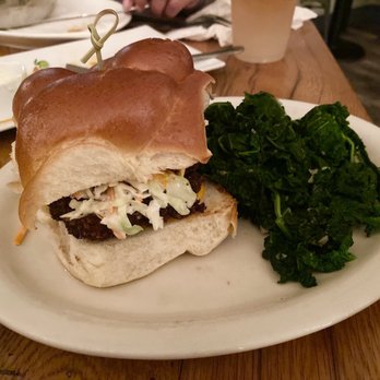 Milkweed - Salmon Burger & kale - New American Near Me - Boston, Massachusetts