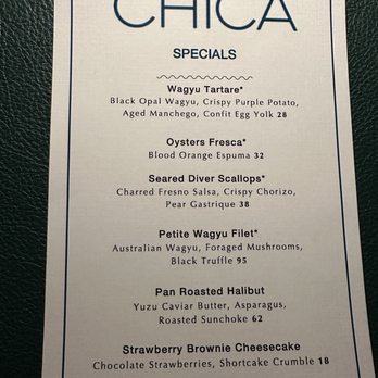 CHICA - Menu as of 2/25 - Latin American Near Me - Las Vegas, Nevada